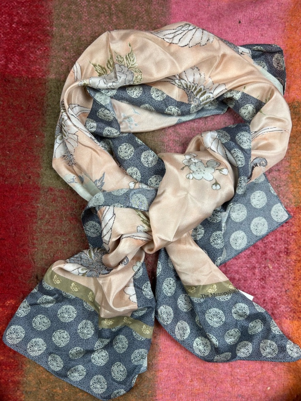 The Metropolitan Museum of Art Stylized Cranes 100% Silk Scarf NWT